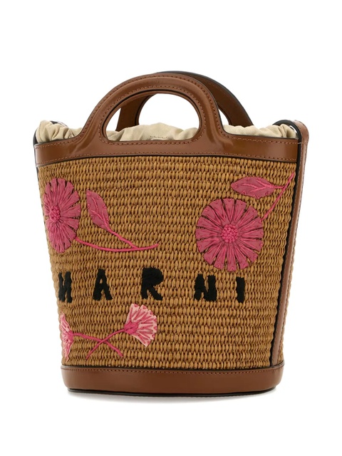 Marni small Tropicalia flower-embroidered bucket bag - Brown - zdjęcie produktu nr 2