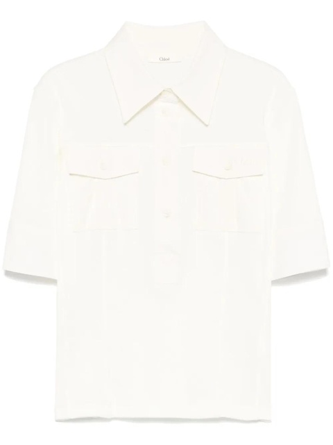 Chloé logo-embroidered polo top - Neutrals - zdjęcie produktu nr 1