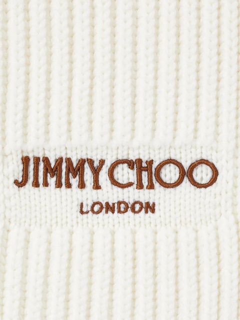 Jimmy Choo logo-embroidered chunky-knit scarf - White - zdjęcie produktu nr 2