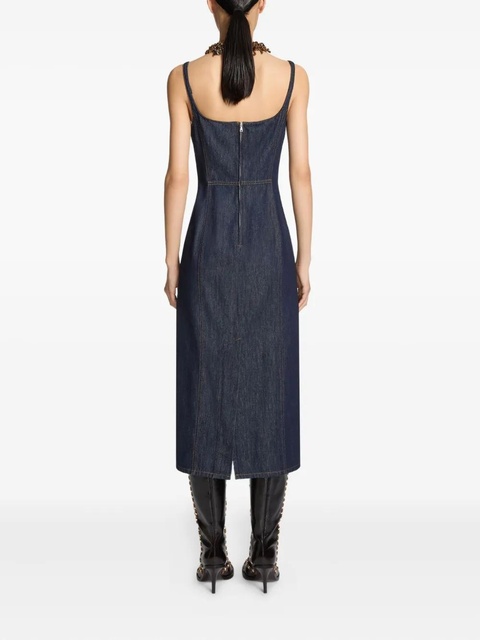 DRIES VAN NOTEN square-neck denim midi dress - Blue - zdjęcie produktu nr 2