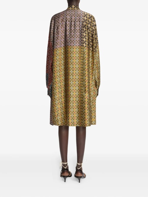 DRIES VAN NOTEN geometric-print shirt dress - Green - zdjęcie produktu nr 2