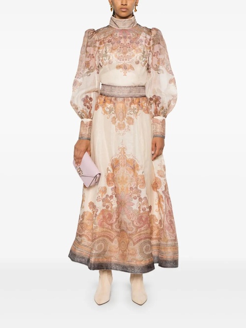 ZIMMERMANN Illustration midi skirt - Neutrals - zdjęcie produktu nr 2