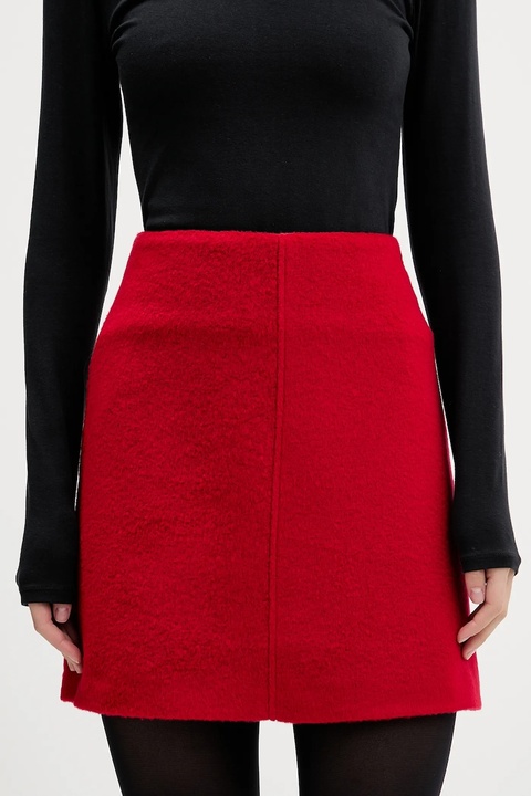 HUGO spódnica z domieszką wełny kolor czerwony mini prosta 50547637 - zdjęcie produktu nr 1