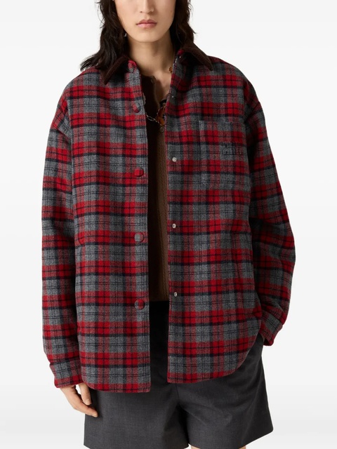 Miu Miu plaid-check down jacket - Red - zdjęcie produktu nr 2