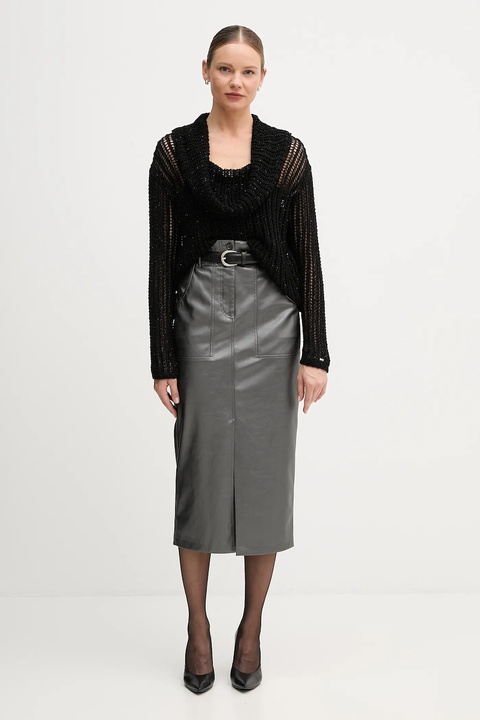 Tommy Hilfiger sweter damski kolor czarny lekki z półgolfem WW0WW46762 - zdjęcie produktu nr 2