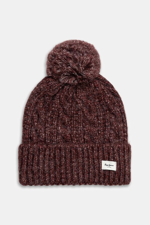 Pepe Jeans czapka z domieszką wełny kolor bordowy PL0400004 - zdjęcie produktu nr 1