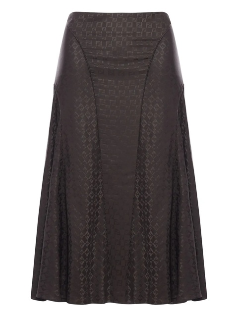 FENDI logo-plaque flared midi skirt - Brown - zdjęcie produktu nr 1