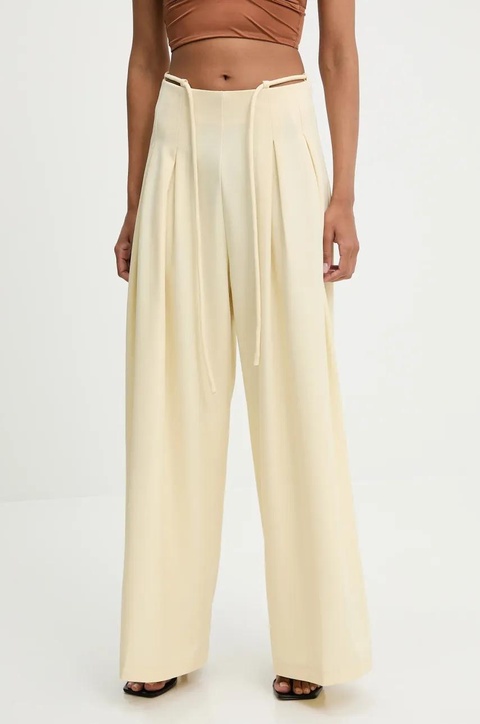 Answear.LAB spodnie damskie kolor żółty szerokie high waist - zdjęcie produktu nr 1