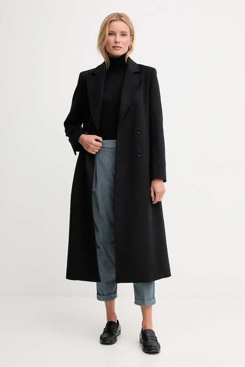 United Colors of Benetton sweter wełniany damski kolor czarny lekki z golfem 11AHD203Y - zdjęcie produktu nr 1
