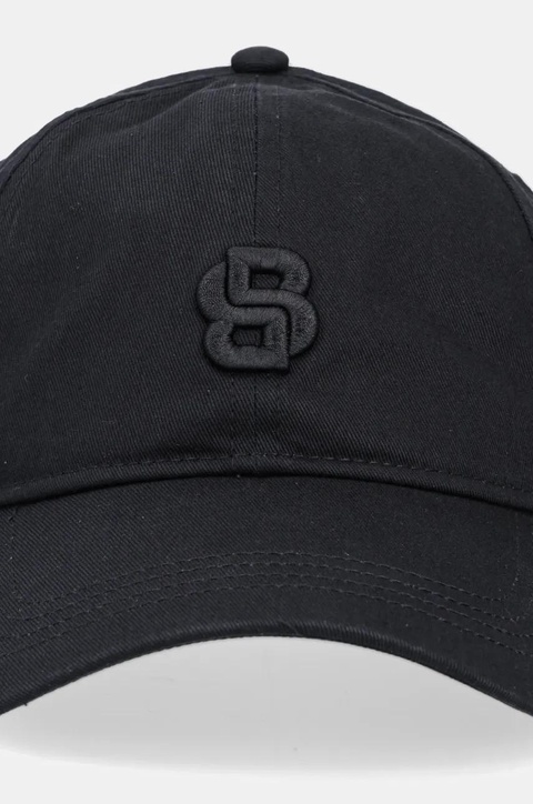 BOSS czapka z daszkiem bawełniana kolor czarny z aplikacją 50533348 - zdjęcie produktu nr 2