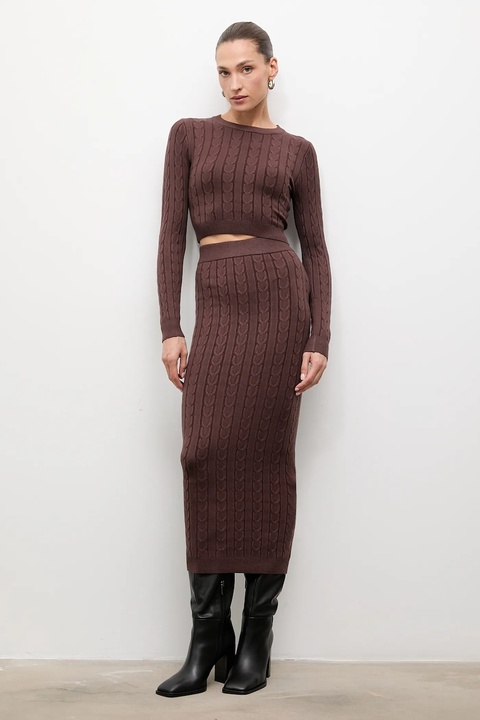 Answear.LAB sweter i spódnica damski kolor brązowy - zdjęcie produktu nr 1