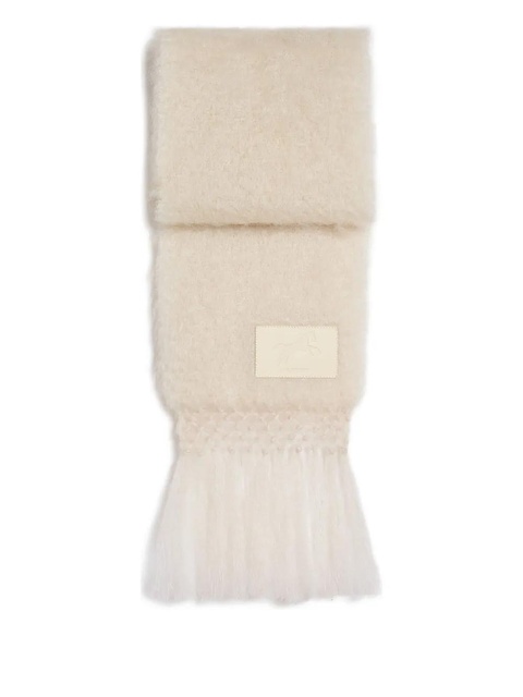 Jil Sander logo-patch fringed scarf - Neutrals - zdjęcie produktu nr 1
