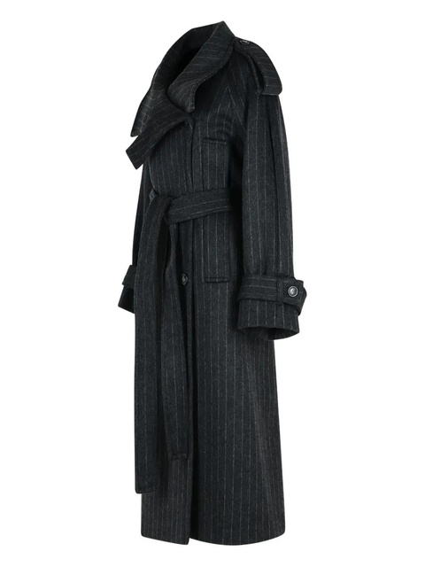 Sportmax pinstripe double-breasted trench coat - Grey - zdjęcie produktu nr 1