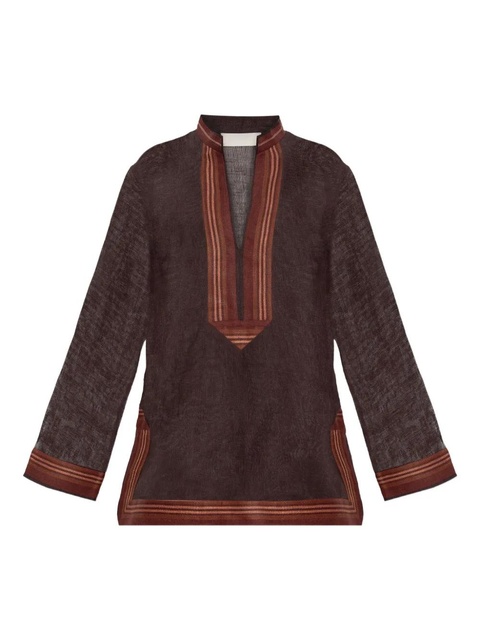 Tory Burch striped-detail blouse - Brown - zdjęcie produktu nr 1