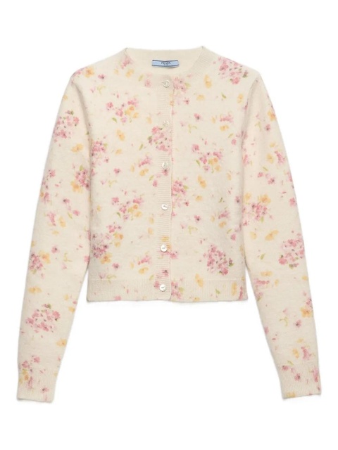 Prada floral-pattern cardigan - Neutrals - zdjęcie produktu nr 1