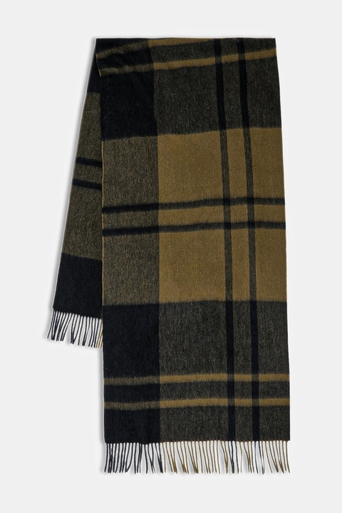 Barbour szalik wełniany damski kolor zielony wzorzysty LSC0483 - zdjęcie produktu nr 1