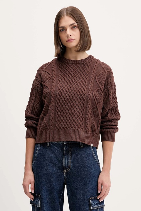 Guess Jeans sweter z dodatkiem wełny damski kolor brązowy lekki W5BR09 Z0561 - zdjęcie produktu nr 1