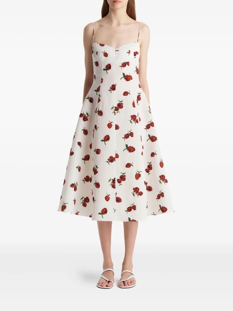 KHAITE Isabella floral-print midi dress - Neutrals - zdjęcie produktu nr 2