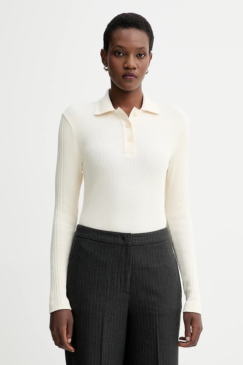 Marc O'Polo longsleeve bawełniany kolor beżowy 509205655001 - zdjęcie produktu nr 1