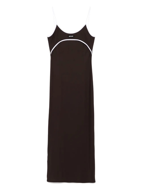 Miu Miu contrast-trim midi dress - Brown - zdjęcie produktu nr 1