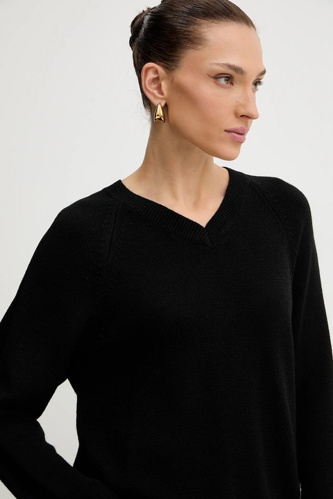 Armani Exchange sweter z dodatkiem wełny damski kolor czarny lekki XW001335 AF13774 - zdjęcie produktu nr 2