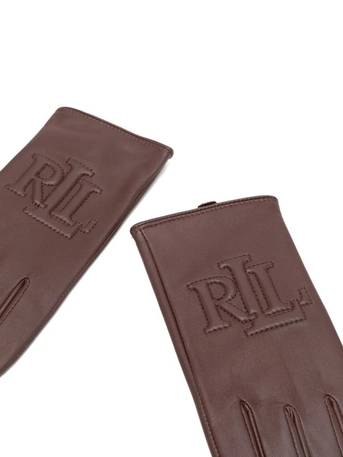 Lauren Ralph Lauren logo-embossed leather gloves - Brown - zdjęcie produktu nr 2