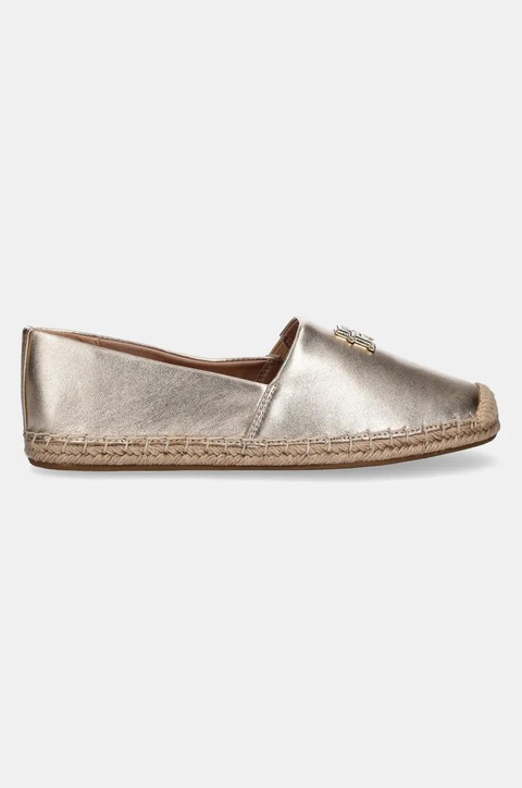 Tommy Hilfiger espadryle skórzane TH LOGO METALLIC LEATHER ESPAD kolor złoty FW0FW08652 - zdjęcie produktu nr 2
