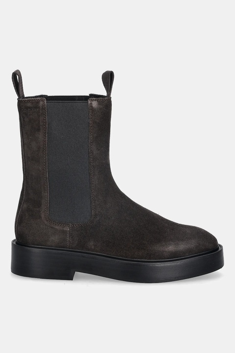 Calvin Klein sztyblety zamszowe CONVAVE WELT CHESEA SUEDE damskie kolor brązowy na płaskim obcasie YW0YW01969 - zdjęcie produktu nr 2