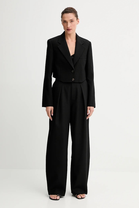 Miss Sixty spodnie wełniane damskie kolor czarny szerokie high waist 6S3PJ57700 - zdjęcie produktu nr 2
