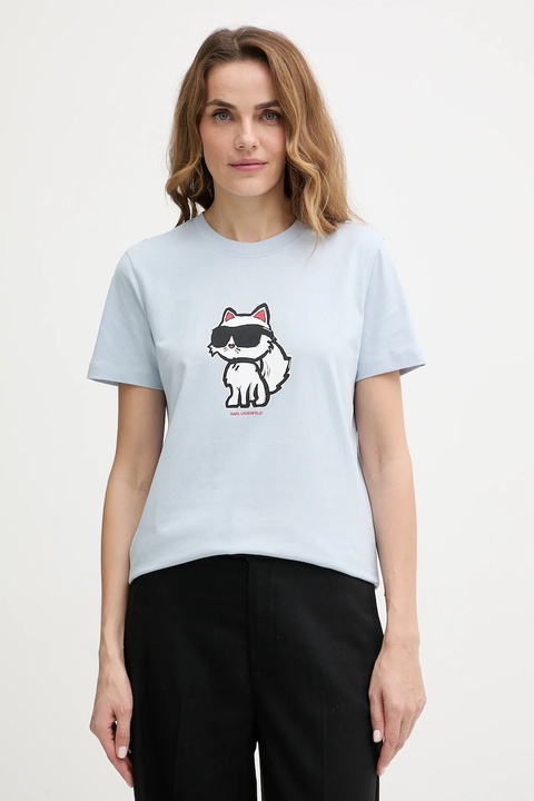 Karl Lagerfeld t-shirt bawełniany damski kolor niebieski A1W17128 - zdjęcie produktu nr 1