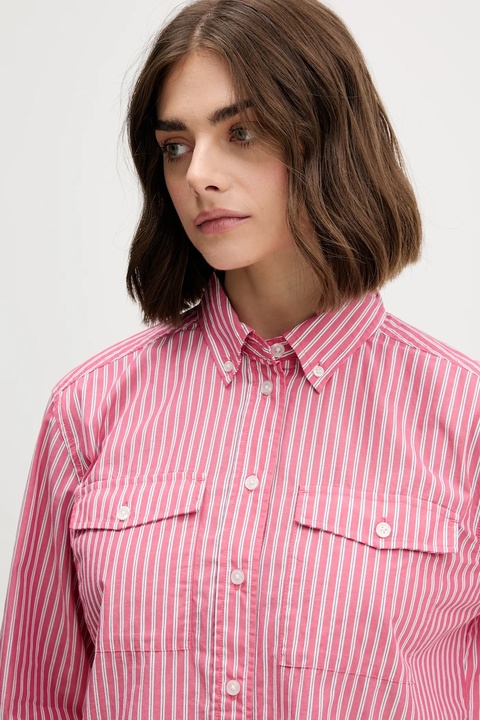 Tommy Jeans koszula bawełniana damska kolor czerwony relaxed z kołnierzykiem klasycznym DW0DW21453 - zdjęcie produktu nr 2