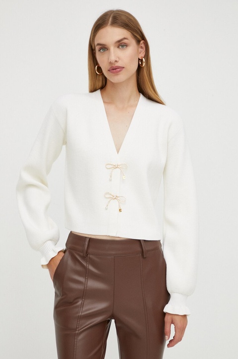 Elisabetta Franchi sweter wełniany damski kolor beżowy - zdjęcie produktu nr 1