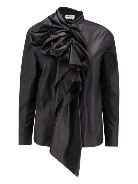 Alexander McQueen bow-detailed buttoned shirt - Black - zdjęcie produktu nr 1