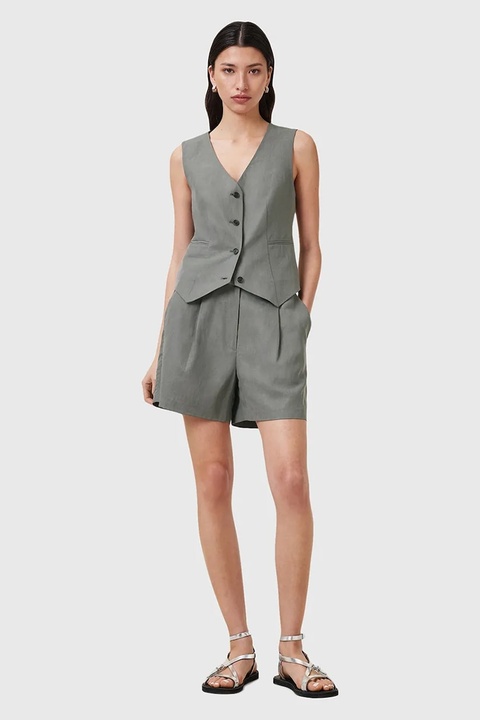 AllSaints szorty z domieszką lnu AVERIE damskie kolor szary gładkie medium waist W046QC - zdjęcie produktu nr 1