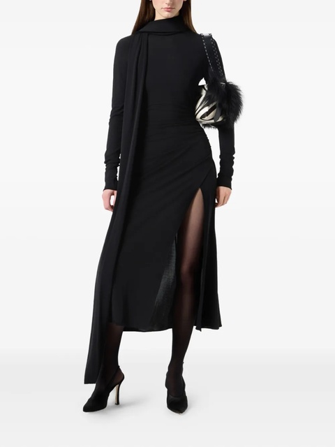 Blumarine high-neck draped midi dress - Black - zdjęcie produktu nr 2