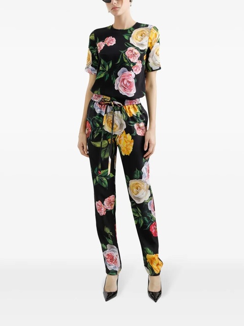 Dolce & Gabbana floral-print trousers - Black - zdjęcie produktu nr 1