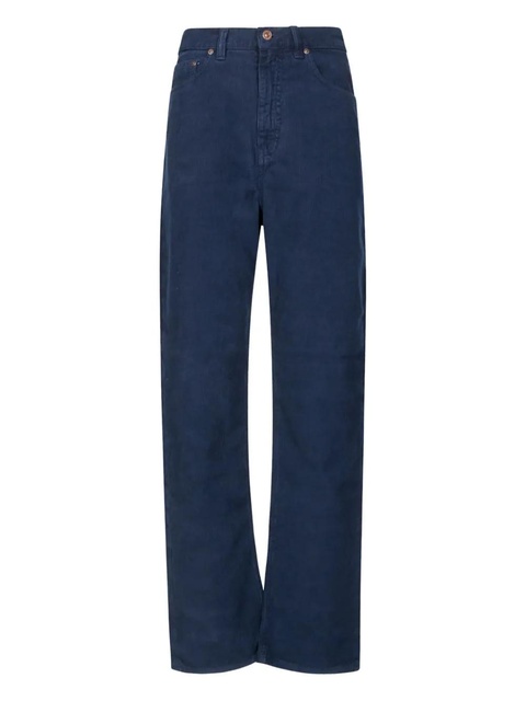 Victoria Beckham corduroy-effect logo-patch jeans - Blue - zdjęcie produktu nr 2