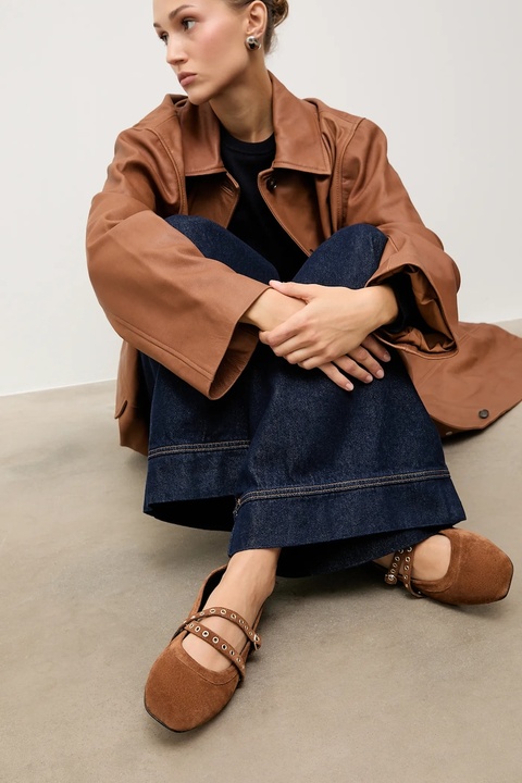 Answear.LAB baleriny zamszowe kolor brązowy - zdjęcie produktu nr 1