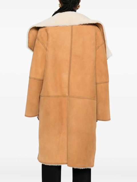 TOTEME draped shearling coat - Brown - zdjęcie produktu nr 2