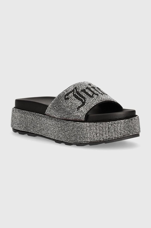 Juicy Couture klapki DORA DIAMANTE STACKED damskie kolor czarny na platformie JCFYL222007 - zdjęcie produktu nr 1