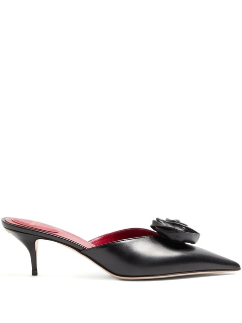Valentino Garavani 55mm Drip Rose pointed-toe mules - Black - zdjęcie produktu nr 1
