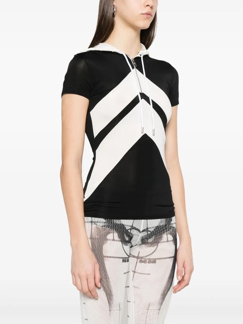 Jean Paul Gaultier chevron-patterned hooded T-shirt - Black - zdjęcie produktu nr 2