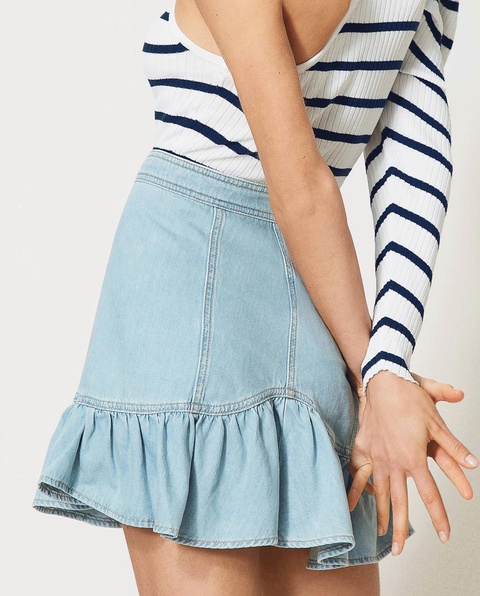 TWINSET - Jeansowa mini spódniczka z falbaną - zdjęcie produktu nr 1