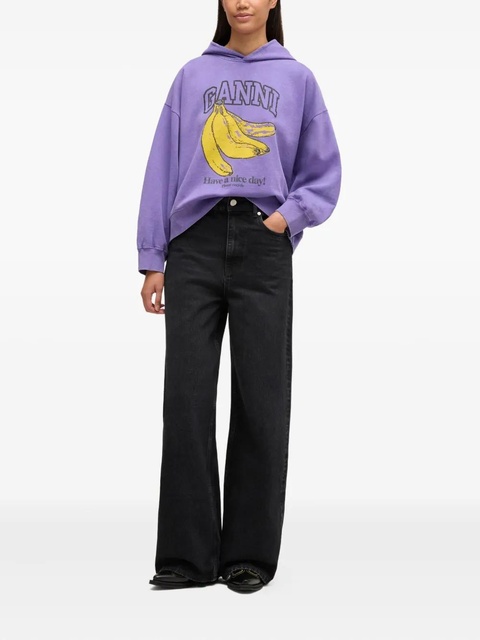 GANNI graphic-print hoodie - Purple - zdjęcie produktu nr 1