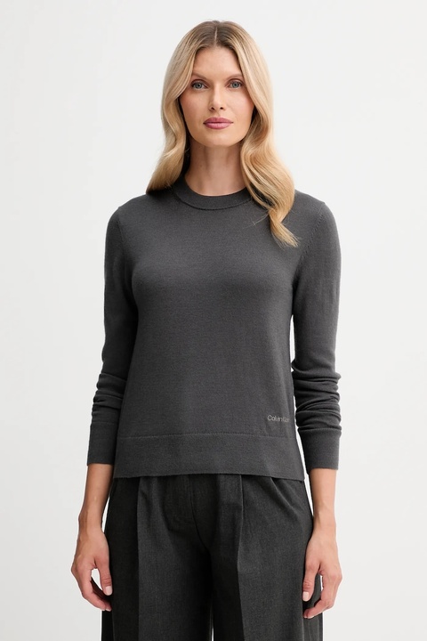 Calvin Klein sweter z dodatkiem wełny damski kolor szary lekki LV044D370G - zdjęcie produktu nr 1