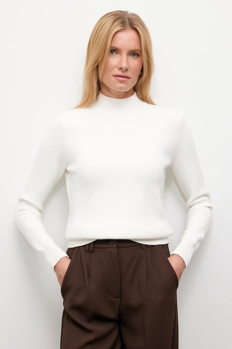 Answear.LAB sweter z kaszmirem damski kolor beżowy z półgolfem - zdjęcie produktu nr 1