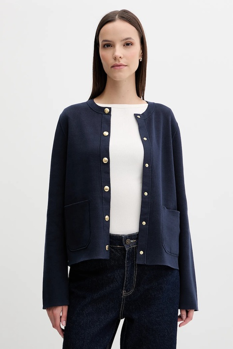Tommy Hilfiger kardigan dwustronny kolor granatowy lekki WW0WW40846 - zdjęcie produktu nr 1