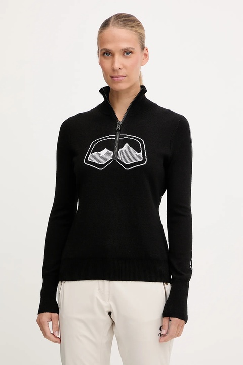 BOGNER Fire+Ice sweter z dodatkiem wełny AZRA damski kolor czarny lekki z półgolfem 84538499 - zdjęcie produktu nr 1
