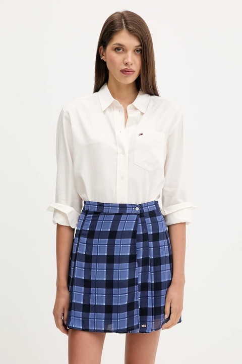 Tommy Jeans koszula bawełniana damska kolor beżowy relaxed z kołnierzykiem klasycznym DW0DW21451 - zdjęcie produktu nr 1