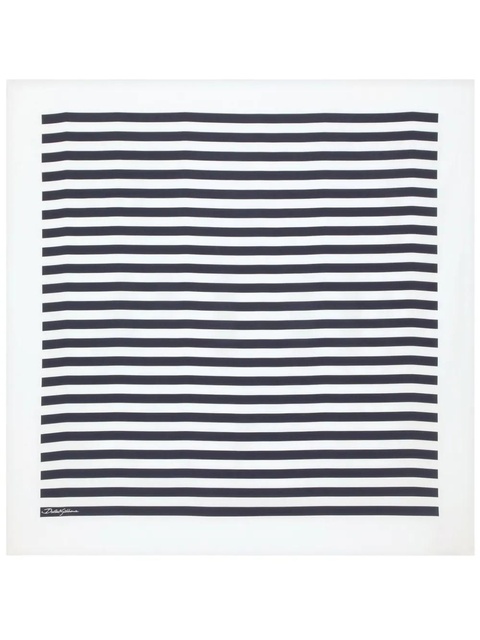 Dolce & Gabbana logo-print striped silk scarf - White - zdjęcie produktu nr 2